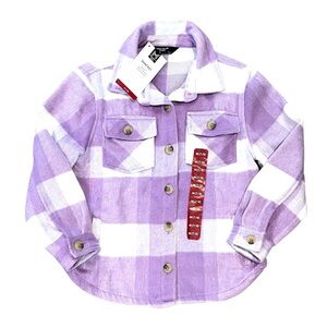 Girls Shacket Bundle M 7/8 NWT Sherpa Star Jacket + Purple Plaid Shirt Jacket